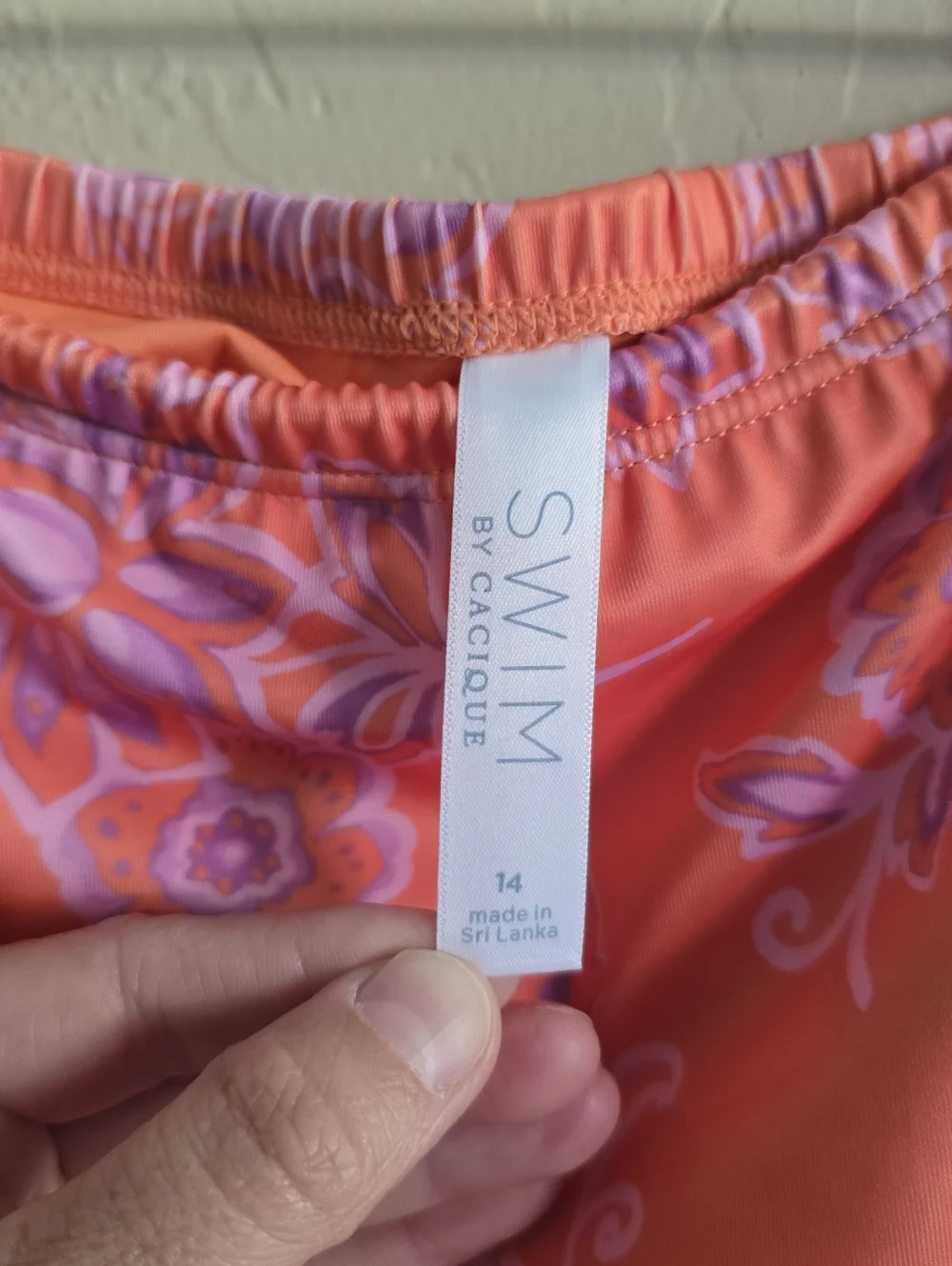 Cacique Nectarine Floral Faux-Wrap Swim‎ Skirt Size 14 NWT